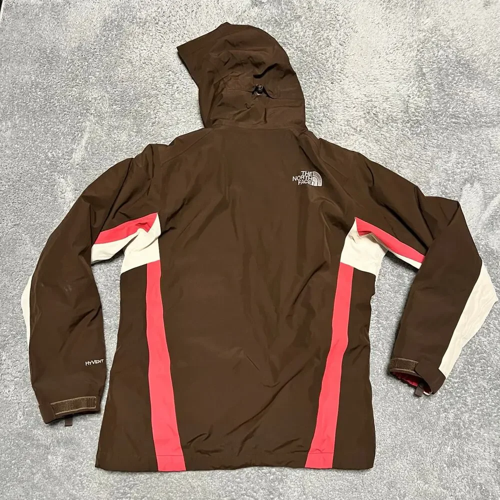 The North Face Coat Womens Medium Hyvent 3 in 1 Ski Winter Hooded Jacket Brown - Picture 4 of 11